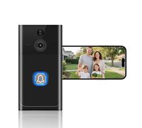 SWHC 2MP Videocitofono Wifi,160° Video Campanello, 18650 Doorbell Camera a Batteria,Videocamera con citofono,Rilevamento Umano PIR,Visione Notturna,Supporta microSD e Cloud,IP66,Nero,2.4Ghz