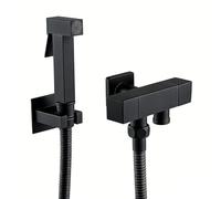 SWHC Doccetta per Bidet, Doccia per Bidet Portatile in Ottone, Idroscopino WC con Doppia Uscita Acqua e Doppio Interruttore, Piazza, Rubinetti per Bidet a Parete con Tubo Flessibile 1.2m e Supporto