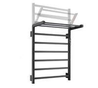 SWHC Scaldasalviette Elettrico Bagno con WiFi e Controllo Smart, Termoarredo Bagno Intelligente con Ripiano Portaoggetti Pieghevole, Display LED, Timer, Inossidabile 304 (Nero)