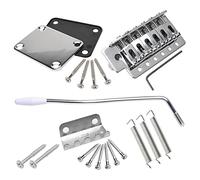 Swhmc Cromato 6 Corde Chitarra Elettrica Tremolo Bridge Bar Kit con Piastra Collo Rinforzare Bordo per Fender Strat Sostituzione Chitarra
