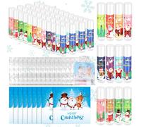 Swiffen Set da 144 balsami per labbra con scritta "Merry Christmas", regalo di ringraziamento per colleghi, amici, donne, albero di Natale, pupazzo di neve, Babbo Natale, burrocacao con 48 sacchetti