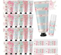 Swiffen Set da 24 mini bomboniere da tè crema per le mani balsamo per le labbra Bulk Set regalo per le donne Lozione per le mani da viaggio vintage floreale idratante balsamo per le labbra regali per