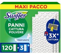 Swiffer 120 Panni Cattura Polvere + 3 Lavapavimenti Microfibra Maxi Formato