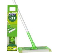 Swiffer Starter Kit Scopa con 1 Manico + 8 Panni di Ricambio, per Catturare e Intrappolare la Polvere