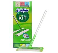 Swiffer Kit Wet + Dry pulizia pavimenti scopa + 8 panni asciutti + 3 panni umidi