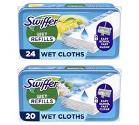 Swiffer Wet Lavapavimenti, 44 Panni Umidi, Limone e Fresca Mattina, Maxi Formato, Pulizia Igienica Profonda, Rimuove Sporco e Batteri, Per Tutti I Tipi di Pavimenti