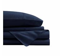 Swift Home Smart Sheets - Set di lenzuola in microfibra spazzolata ultra morbida, 4 pezzi, con angoli e tasche laterali - Blu navy Queen