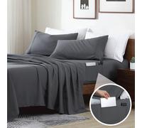 Swift Home Smart Sheets - Set di lenzuola in microfibra spazzolata ultra morbida, 4 pezzi, con angoli e tasche laterali - Grigio King