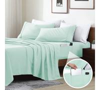 Swift Home Smart Sheets - Set di lenzuola ultra morbide in microfibra spazzolata, 3 pezzi, lenzuolo con angoli con tasche laterali, colore: menta, misura matrimoniale XL