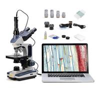 SWIFT Microscope composé trinoculaire SW350T, grossissement 40X-2500X, tête Siedentopf, niveau de recherche, scène mécanique à deux couches, appareil photo et logiciel 1,3 MP, compatible Windows et…