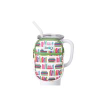 Swig Life Marsupio per bottiglia d'acqua con tracolla regolabile, marsupio con tasca per telefono con cerniera, contiene oggetti essenziali da viaggio, bottiglie, accessori per bicchieri (Book Club