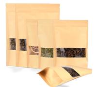 SWIHELP 200 Pezzi Sacchetti Per Alimenti in Carta Kraft Con Finestra, Sacchetti Riutilizzabili ConInclude 2 dimensioni