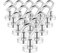 Swihorab 14 ganci magnetici molto resistenti, 10 kg + magneti al neodimio, 16 mm in metallo per crociera, cucina, frigorifero, sospensione, soffitto