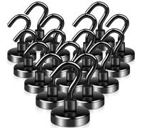 swihorab Ganci magnetici, 16 pezzi, extra forti, magneti al neodimio con gancio, 32 mm, per cucina, frigoriferi, aule, crociera, nero