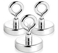 swihorab Gancio magnetico, 3 pezzi 48 mm, magnete con ganci, magneti al neodimio, ganci per cucina, frigoriferi, aule, crociera, argento