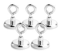 swihorab Gancio magnetico, 5 pezzi 36 mm, magnete con ganci, magneti al neodimio, ganci per cucina, frigoriferi, aule, crociera, argento