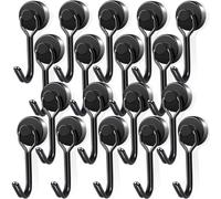 swihorab Magnethaken Extra Stark, Confezione da 18 ganci magnetici, extra forti, ganci magnetici al neodimio da 16 mm, ganci magnetici girevoli, ganci in metallo per la cucina Neodym Magnete
