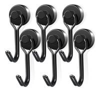 swihorab Magnethaken Extra Stark Ganci magnetici extra resistenti, 6 pezzi Ganci magnetici al neodimio da 16 mm, ganci in metallo per cucina, nero Magnete