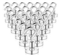 swihorab Magnethaken, Ganci magnetici, 28 pezzi ganci magnetici extra forti Magneti al neodimio super potenti da 8 kg con ganci, ganci magnetici al neodimio da 16 mm per la cucina