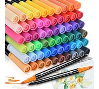 swihorab Set di 60 pennarelli a doppio pennello, set di pennarelli a punta fine e punta a pennello per adulti, set di pennarelli per colorare, libri da colorare, lettering a mano