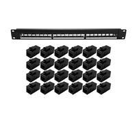 Swiixxer 19 Pollici 1U Cabinet Rack Pass-Through 24 Porte CAT6 Patch Panel Porta di Contatto RJ45 (Porta di Contatto RJ45) Telaio Modulare
