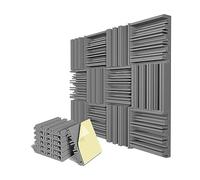 Swiixxer 6 Pz. di Schiuma Acustica Autoadesiva, Schiuma Assorbente del Suono Insonorizzante da 12 X 12 X 2 Pollici, Grigia e Resistente per Studi di Registrazione.