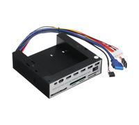 Swiixxer Hub di Espansione del Pannello Frontale da 5,25 Pollici con 3 Porte USB 3.0 2 Porte USB 2.0 Supporto per Lettore di Schede 5 in 1 Pannello di Backup con Un Solo Tasto