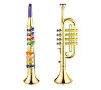Swiixxer Set di 2 Strumenti Musicali e Sassofono Clarinetto Portatile con Colorati Kit Giocattolo Educativo per la Scuola A Casa