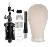 Swiixxer Testa di Manichino da 22 Pollici Testa di Manichino di Tela Testa di Blocco Display Training Styling Manichino Testa di Bambola Parrucca Treppiede Parrucca e Perni un T