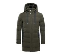 Swikon Cappotti invernali lunghi da uomo con cerniera e cappuccio piumino | Manica lunga Mens Parka Cappotto Tinta Unita Coulisse Uomo Outdoor Giacche Caldo Capispalla Polsini Tempesta Zip Tasca sul