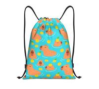 Swim Capybaras Orange Borsa con Cordoncino Pieghevole Zaino Viaggio Stringa Sacca con Cordoncino per Yoga Bambino Viaggi 36X42Cm