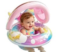Swim Float With Canopy | Inflatable PVC Pool Ring Thickened Seat Removable Sunshade Design | Secure Water Play Support Comfortable Floating Aid Outdoor Recreation Accessory | Chil