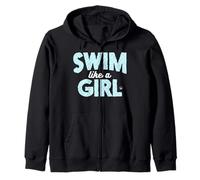 Swim Like A Girl - Maglietta da nuotatrice con motivo a squame di sirena Felpa con Cappuccio