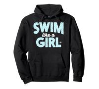 Swim Like A Girl - Maglietta da nuotatrice con motivo a squame di sirena Felpa con Cappuccio
