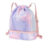 Swim Pack, Pool Drawstring Backpack, Multifunzionale Drawstring Bag with Dry Wet Separation, Size About 17,72 x 7,09 x 18,11 Inches, for Vacation Swimming Camping Travel, Rosa viola, Se référer au
