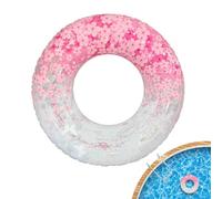 Swim Ring, Inflatable Flower Sequin Pool Float With Handle Water Toy