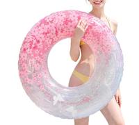 Swim Ring With Handle - Inflatable Flower Sequin Ergonomic Pool Floats