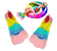 Swim Training Fins - Flippers Swimming Training Fins- Comfortable Silicone Swimming Floating Flippers with Mesh Bag- For Kids Adult Men Women Short Blade Build Leg Strength