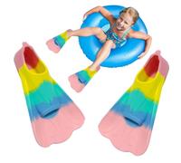 Swim Training Fins - Flippers Swimming Training Fins- Comfortable Silicone Swimming Floating Flippers with Mesh Bag- For Kids Adult Men Women Short Blade Build Leg Strength
