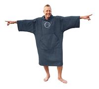 SwimCell Accappatoio in spugna per uomo e donna. Poncho asciugamano 100% cotone 380 g/m². Manica lunga, tasca, fori laterali e cappuccio per nuoto in acque libere, spiaggia e surf, grande, grigio