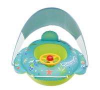 Swimming Float - 70cm Inflatable Water Boat | PVC Sun Protection Canopy, Swim Ring With Steering Wheel Toy For 1-4 Years Old Kids Padded Safety Seat For Beach River Lake Pool Fun
