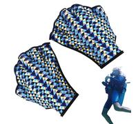 Swimming Gloves - Nylon 50g | Aquatic Training Glove | Webbed Swim Gloves Blue Pattern Lightweight For Men Women Adults Children Water Fitness Swimming Propulsion Aid Open Water Pool Use