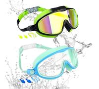 Swimming Goggles, Kids Swim Goggles with Anti-Fog Lenses and UV Protection, No-Leak Soft Silicone Eyewear Nose Clip Pool Diving Snorkeling Beach Summer Water Sports for Girls Boys