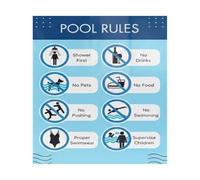 Swimming Pool Rules Sign Safety Poster for Children Backyard Pool Guidelines No Running Diving Educational Wall Decal Home Pool Safety (Unframed,16X24inch(40X60cm))