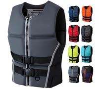 Swimming Vest Adult Adjustable Neoprene High Buoyancy Aid Lightweight for Kayaking Boating Surfing Watersports Fishing Swimming Canoeing Rafting Outdoor Safety Gear(LetterGray,S)