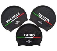 Swimxwin Cuffia in Silicone con Nome | Matteo | Cuffia da Nuoto| Grande Comfort e aderenza | Design e Stile Italiano | Color Negro |