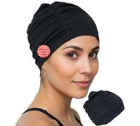 SWIMXWIN Cuffia Nuoto Capelli Lunghi Lycra DOLCEVITA Nero Donna Bambina Cuffia Piscina Tessuto Volume Ampio Allenamento Aquagym Triathlon Acque Libere Regalo Comfort Pro Abbondanti