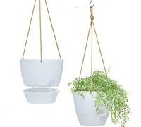 SwinDuck Vasi sospesi autoirriganti da 25,4 cm, confezione da 2 fioriere sospese con serbatoio profondo da 1,134 g, per interni ed esterni, bianco