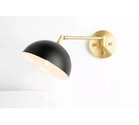 Swing Braccio Sconce - Spina O Hardwire Luce a Parete - Paralume Nero Movibile
