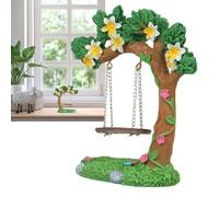 Swing da giardino delle fate in miniatura, albero fiorito per giardino fata in miniatura, sculture in resina, decorazione della casa delle bambole per bambole per il da l